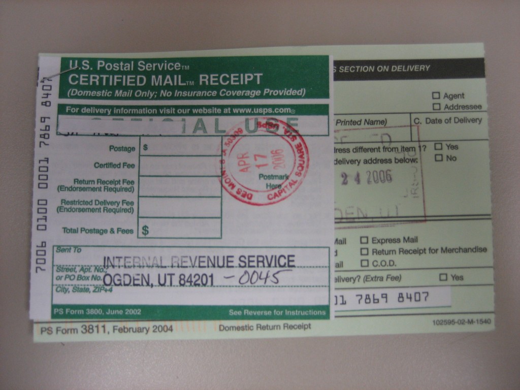 postal service certified mail receipt