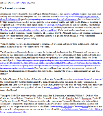 the federal open market committee fomc statement of december 16 2009 For that reason we look at the s&p500 charts on fed days to see how the market fomc statement summary 16 december 2009 the federal open market committee. the federal open market committee fomc statement of december 16 2009 For that reason we look at the s&p500 charts on fed days to see how the market fomc statement summary 16 december 2009 the federal open market committee.