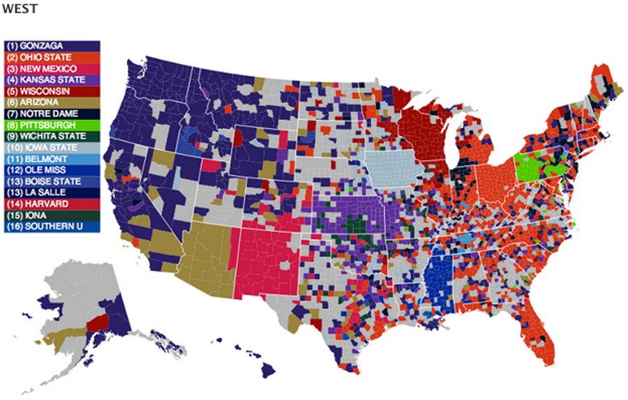 Awesome Maps Show Where The Fans Of Every March Madness Team Live | www ...